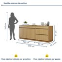 Ver imagem 3 de Cozinha Completa Modulada 2 Peças 3 Portas 4 Gavetas com Rodapé 100% MDF Simone Mendes Marrom/Carvalho/Greige