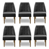 Kit 06 Cadeiras de Jantar Reforçada Luna para Sala Cozinha Suede Preta - 1