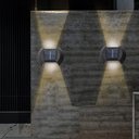 Ver mais imagens de Luminaria Solar Spot Balizador Arandela de Parede Resistente Enfeite Luz Rua Escada Quintal Jardim
