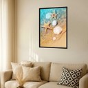 Ver imagem 2 de Quadro Decorativo Praia Estrelas do Mar Conchas - 70x50cm:moldura Branca
