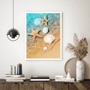 Ver imagem 1 de Quadro Decorativo Praia Estrelas do Mar Conchas - 70x50cm:moldura Branca