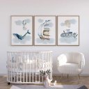 Ver imagem 2 de Kit 3 Quadros Decorativos Infantil - Aqua Line NO2 - 30x40 - Moldura Madeira