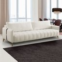 Ver imagem 2 de Sofá Sala de Estar Living Desing Moderno 240cm Pés em Madeira Detalhe Lateral em Pu Amadeu Linho Be