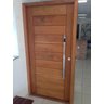Porta Pivotante de Madeira Angelim Maciça 2,44x1,18 com Puxador e Fechadura - 1