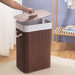 Cesto Retangular de Bambu com Forro e Tampa 60cm - Oikos - 2 Cesto Retangular de Bambu com Forro e Tampa 60cm - Oikos - 2