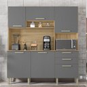 Ver imagem 1 de Armário de Cozinha 6 Portas 2 Gavetas Ferrara Cinza/Freijó/Gris