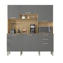 Ver imagem 3 de Armário de Cozinha 6 Portas 2 Gavetas Ferrara Cinza/Freijó/Gris