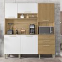 Ver imagem 1 de Armário de Cozinha 6 Portas 2 Gavetas Ferrara Branco/Freijó/Supremo/Cp- Ripado