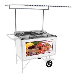 Carrinho de Salada de Frutas Açaí com Toldo e Rodas Maciças Cefaz