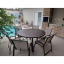 Ver imagem 2 de Jogo de Mesa 1,50m Alumínio Centro Giratório 6 Cadeiras de Piscina Jardim Marrom Café