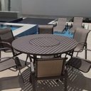 Ver imagem 3 de Jogo de Mesa 1,50m Alumínio Centro Giratório 6 Cadeiras de Piscina Jardim Marrom Café