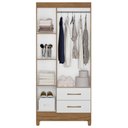 Ver imagem 4 de Guarda Roupa Solteiro Lima 3 Portas Naturale Branco Moval