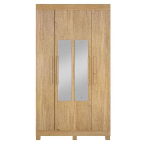 Guarda Roupa Casal Quero 4 Portas de Bater 2 Gavetas MDF Cinamomo Valdemóveis