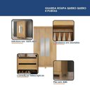 Ver imagem 3 de Guarda Roupa Casal Quero 4 Portas de Bater 2 Gavetas MDF Cinamomo Valdemóveis