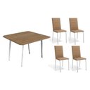 Ver imagem 1 de Conjunto: Mesa Sala Jantar Iguaçu C/ Tampo de Madeira 90cm + 4 Cadeiras Amsterdã Cromada/capuccino