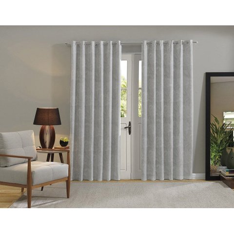 Cortina Jacquard Sala Quarto e Escritório P/ Varão 2 metros Cor:Cinza