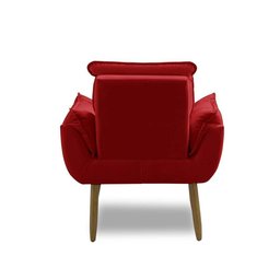Kit 2 Poltronas para Sala Decorativa Opala Pés Madeira Suede Vermelho Império Decor - 6