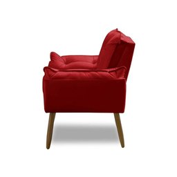 Kit 2 Poltronas para Sala Decorativa Opala Pés Madeira Suede Vermelho Império Decor - 5