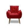 Kit 2 Poltronas para Sala Decorativa Opala Pés Madeira Suede Vermelho Império Decor - 4