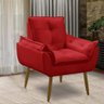 Kit 2 Poltronas para Sala Decorativa Opala Pés Madeira Suede Vermelho Império Decor - 7
