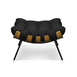 Kit Poltrona Costela com Puff para Sala Suede Preto - 4