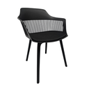 Ver imagem 3 de Cadeira Marcela com Assento Estofado em Linho Preta