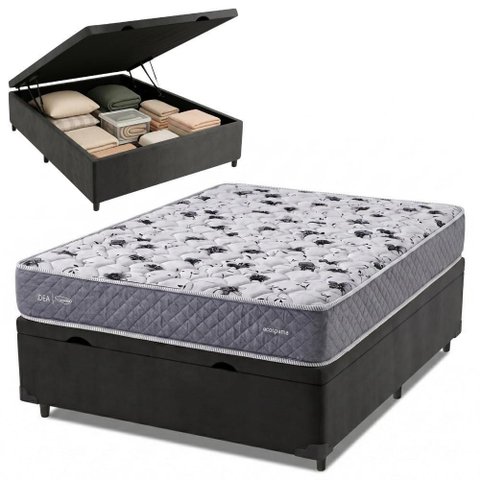 Cama Box com Baú Casal Double Face AG65 Eclipse Espuma Cinza Herval