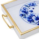 Ver imagem 6 de Bandeja Decorativa Branco com Detalhes Azul 30x45cm