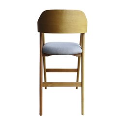 Kit 2 Banquetas Laura em Madeira Maciça de Eucalipto Verniz Amêndoa com Detalhes em Corda Linho Cinz - 5
