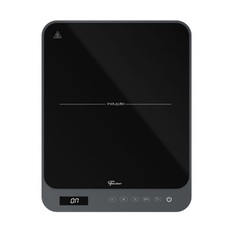 Cooktop de Indução Portátil Fischer 1 Boca Bivolt Touch Screen Cinza Eiger