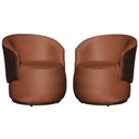 Ver imagem 2 de Kit 2 Poltronas Organica Beatriz Veludo Terracota C/ Composê Corano Marrom - Lm Decor
