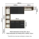 Ver imagem 4 de Armário de Cozinha Compacta 180cm Rustic/Preto Easy Madesa