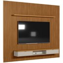 Ver imagem 1 de Painel Ripado Para TV 75 Pol Slats e Bancada Lisa 297x250cm L05 Nature Off White - Lyam Decor Slats