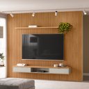 Ver mais imagens de Painel Ripado Para TV 75 Pol Slats e Bancada Lisa 297x250cm L05 Nature Off White - Lyam Decor Slats