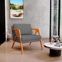 Ver imagem 2 de Poltrona Decorativa para Pietra com Estrutura de Madeira L02 Suede Cinza - Lyam Decor