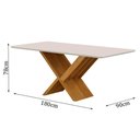 Ver imagem 4 de Mesa de Jantar Aurora 180x90cm Vidro 25 mm Cinamomo Off White com Kit 6 Cadeiras Veludo Bege -