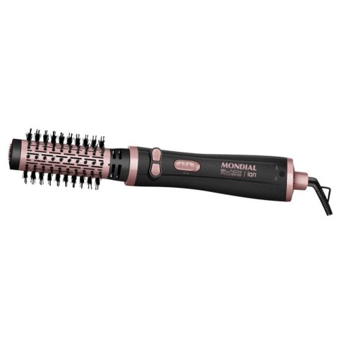 Escova Rotativa Mondial Black Rose Bivolt 1200w Preto Rosa Erb-01