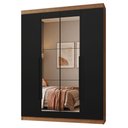 Ver imagem 2 de Guarda-Roupa Solteiro 4 Portas Batentes com Espelho Rustic/Preto/Preto Netuno Madesa
