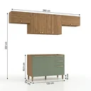 Ver imagem 3 de Cozinha Compacta Modulada 4 Peças com Balcão para Pia sem Tampo 260 x 222cm Botanic Nogueira/Verde Oliva