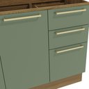 Ver mais imagens de Cozinha Compacta Modulada 4 Peças com Balcão para Pia sem Tampo 260 x 222cm Botanic Nogueira/Verde Oliva