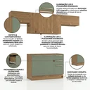 Ver imagem 5 de Cozinha Compacta Modulada 4 Peças com Balcão para Pia sem Tampo 260 x 222cm Botanic Nogueira/Verde Oliva