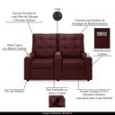 Ver imagem 3 de Poltrona do Papai Reclinável Sala de Cinema Movie 2 Lugares Manual Baú USB Veludo Vinho G23 Gran Bel