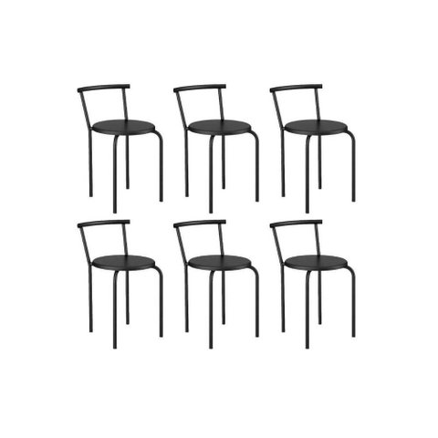 Kit 6 Banquetas Sala Jantar 105 6 Uni Preto/courano Preto - Carraro