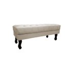Ver imagem 2 de Recamier Luis Xv Capitonê Retrô 120cm Couro Bege Pés Madeira Ms Decor
