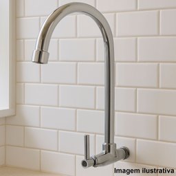 Torneira de Cozinha para Parede Cromada 1/2 Bica Móvel Prata - 8