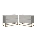 Ver imagem 1 de Conjunto 2 Mesa de Cabeceira Eros 60 Estilo Industrial Base Dourado:Off White