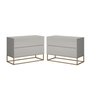 Conjunto 2 Mesa de Cabeceira Eros 60 Estilo Industrial Base Dourado:Off White - 1