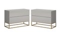 Ver imagem 1 de Conjunto 2 Mesa de Cabeceira Eros 60 Estilo Industrial Base Dourado:Off White