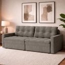 Ver imagem 2 de Sofá Cama 3 Lugares Casal 2,20 Mts Linho Nayla Matrix Cor:linho Grosso Marrom