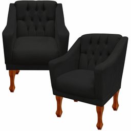 Jogo de Sofá Namoradeira + 02 Poltronas para Escritorio Recepção Grecia - Suede Preto - 6